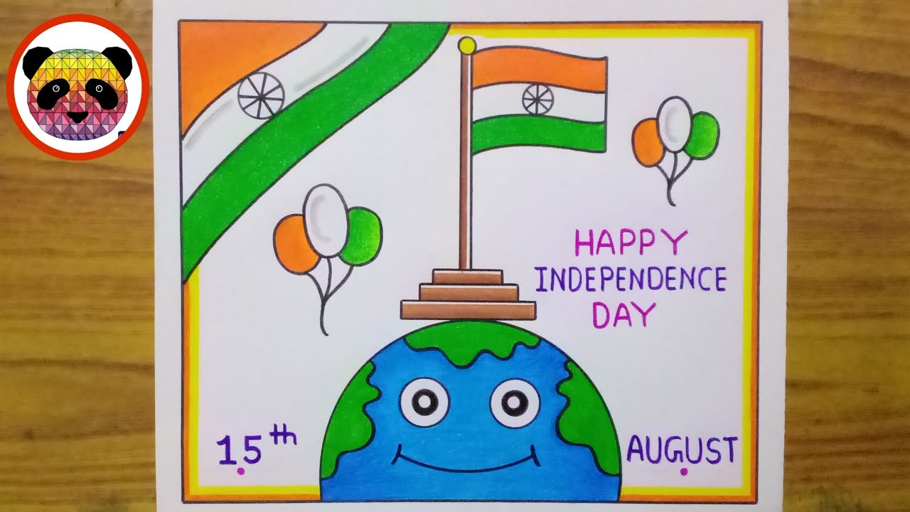 Independents Day Drawing for Children || Drawing for 15 August || COLOURmix  - YouTube